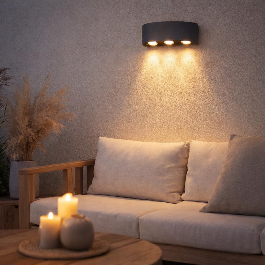 Lampe murale extérieure LED Auron, en métal en anthracite, avec LED intégrée en situation