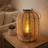 Décol Light Korbinien, y compris une bougie à LED solaire pour le jardin et la terrasse, de Rattan de nature légère, hauteur de lampe solaire 32 cm en situation
