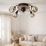 Plafond comprenant le ventilateur Fumoso, en noir, brun et nature, pour E27, Ø 51 cm en situation