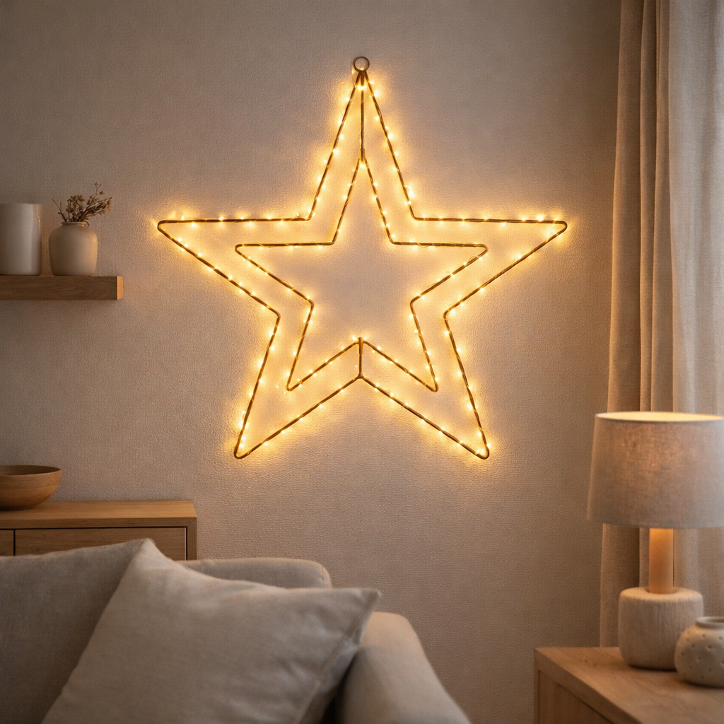 Lampe de Noël extérieure LED Stern Ø 40 cm décorations de Noël en métal en or avec des LED fermement installés en situation