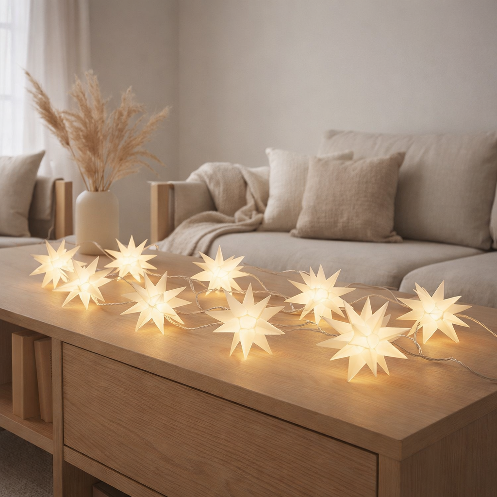 9 séries LED extérieure LED Chain de Noël Light Stars 3D Stars / Noël Lights-White en situation