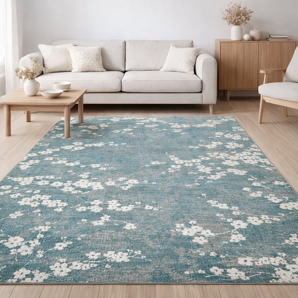 Tapis Eco - Bleu Lac - Tapis bleu en situation