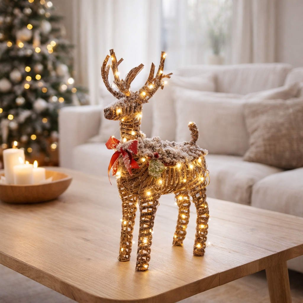 Décorations de Noël LED Reindeer en plastique résistant aux intempéries, avec des LED fermement intégrées en situation