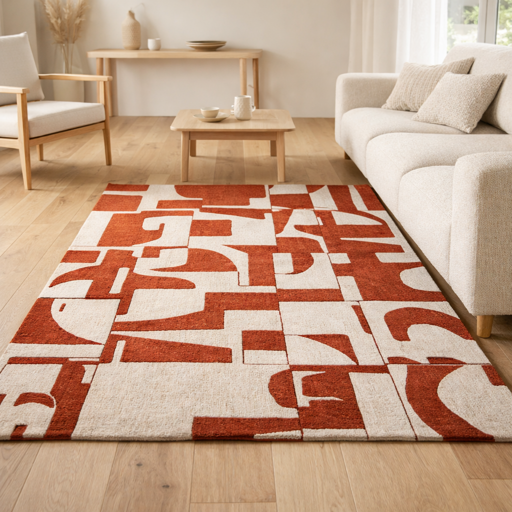 Tapis Eco - Rouille - Tapis rouge en situation