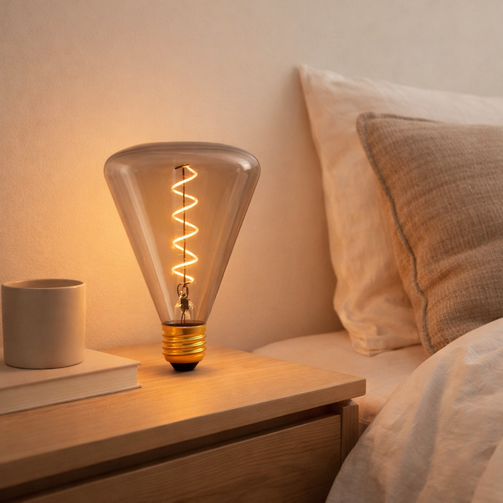 Lampe à LED Dilly E27 Version 4 Watts, métal et verre en gris en situation