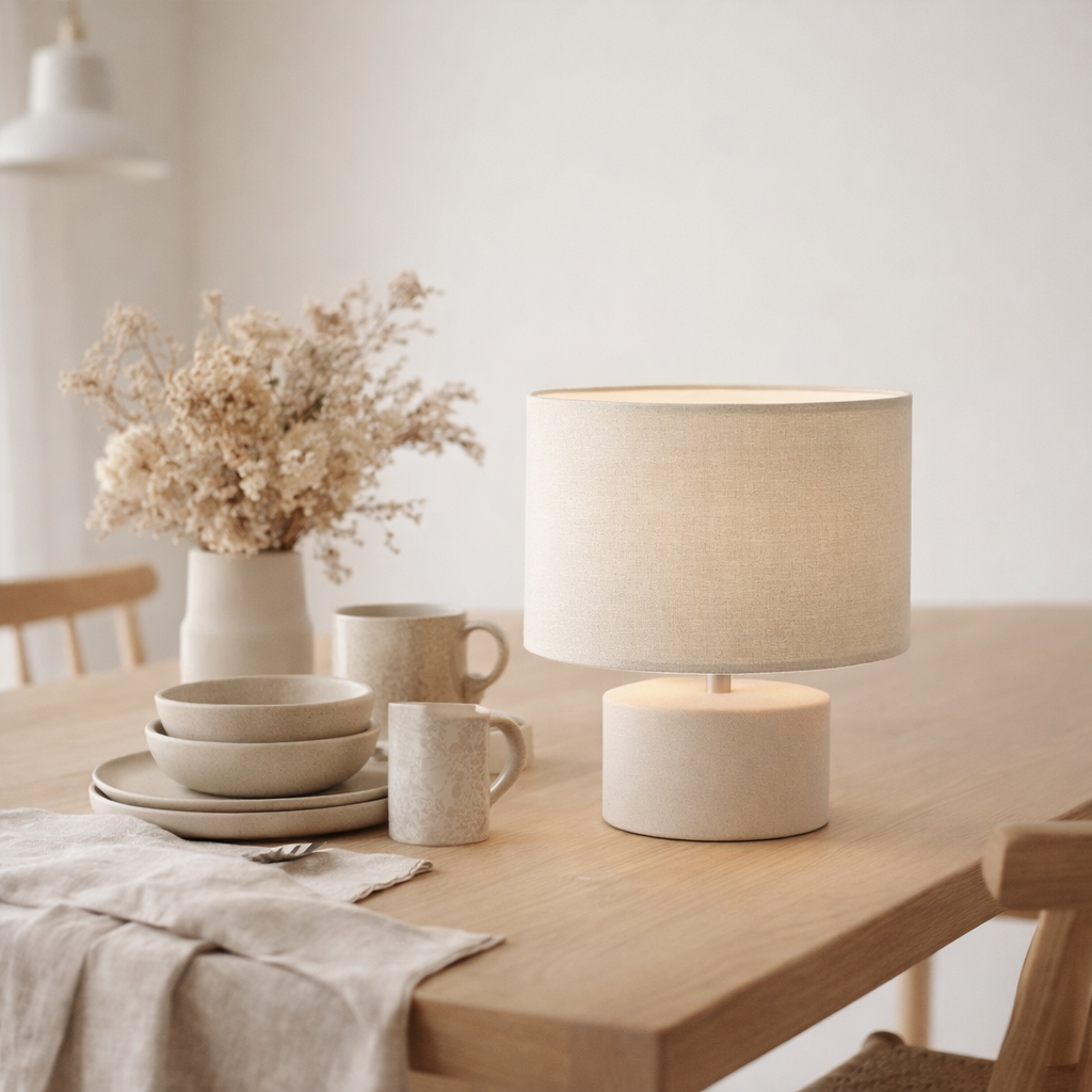 Abat-jour pour les lumières de table causia d: 25cm beige en situation