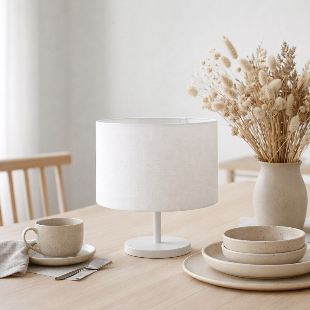 Abat-jour pour les lumières de table causia d: 25 cm blanc en situation