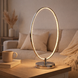 Lampe de table à LED 44 cm, métal-color en chrome, LED intégrés. en situation