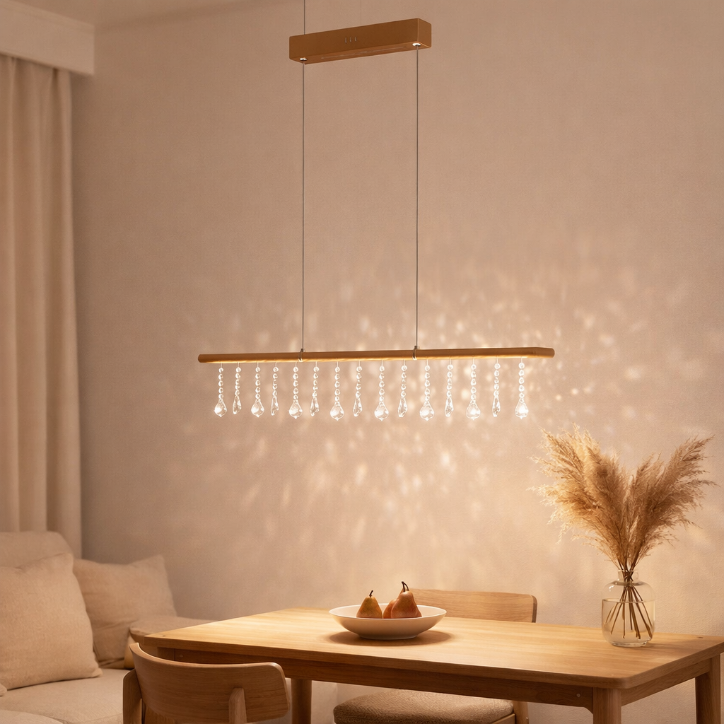 Longueur de la lampe LED Nobilis Environ 100 cm, en métal et en plastique en or, avec des LED fermement installées, l'éclairage pour le salon, la salle à manger ou le bureau en situation