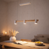4 pendentif Frida blanc, lampe suspendue, métal, blanc, gu10, pendant lampe pour salle à manger, salon, couloir ou bureau, 80 cm de long en situation