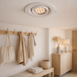 LED construit -in spot taro Ø 9,4 cm, 10 cm de profondeur, en métal blanc, 6 watts, blanc chaud en situation