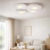 Plafond LED SMILLA blanc, 50 x 50 cm, 8 cm, métal et plastique, LED intégrés, 2400 lm, dimmable, fonction CCT 3000-6 500 K, fonction de veilleuse de nuit. en situation