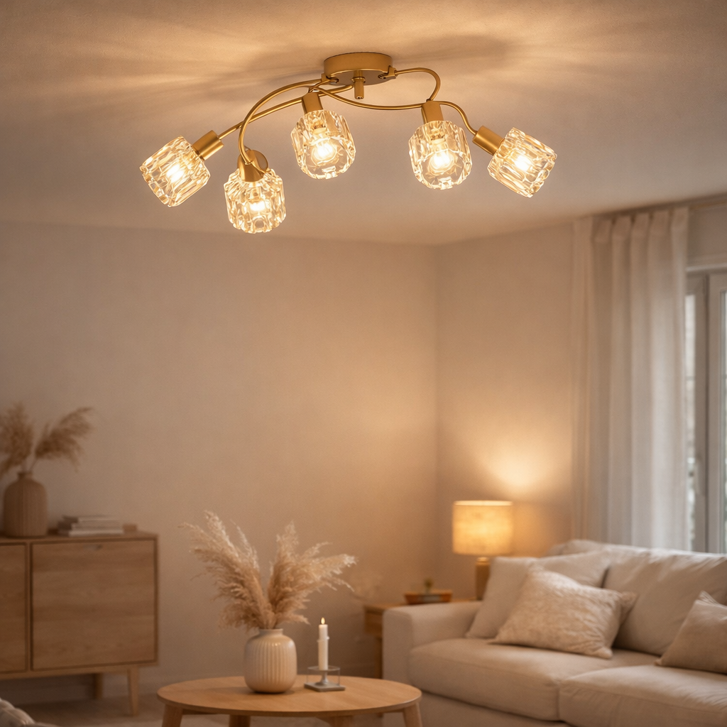 Plafond LED à 5 Josefa, lampe au plafond métal en situation