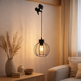 Grille solaire / pendante en métal noir, Ø 20 cm, y compris des lampes fermement installées, blanc chaud, pour la zone extérieure en situation