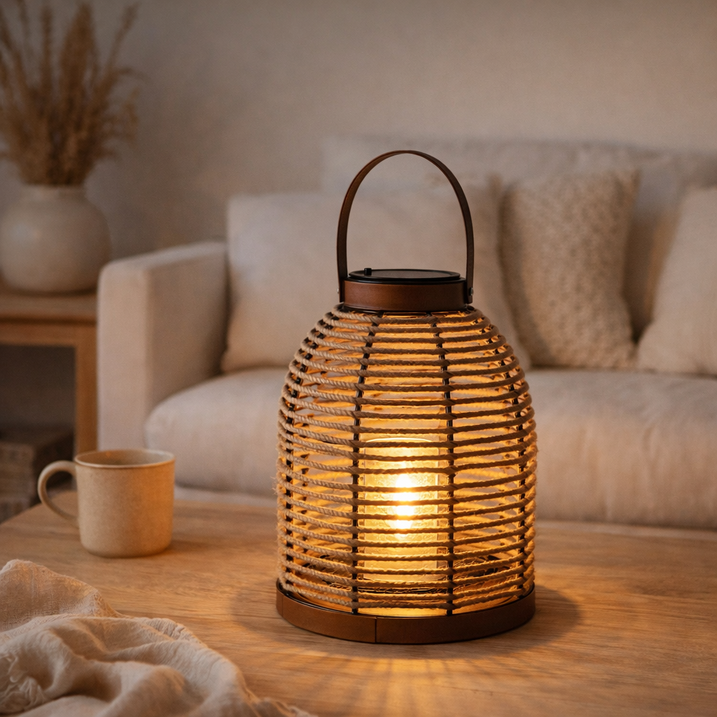 LED SOLAIRE LED KORBINIAN pour le jardin et la terrasse, lampe décorative en métal avec tension de jute dans la nature, LED fermement construit - LEDS, lampe solaire pour l'extérieur 29 x 21 cm en situation