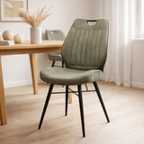 Chaise quattro tissu noir vert doux en situation