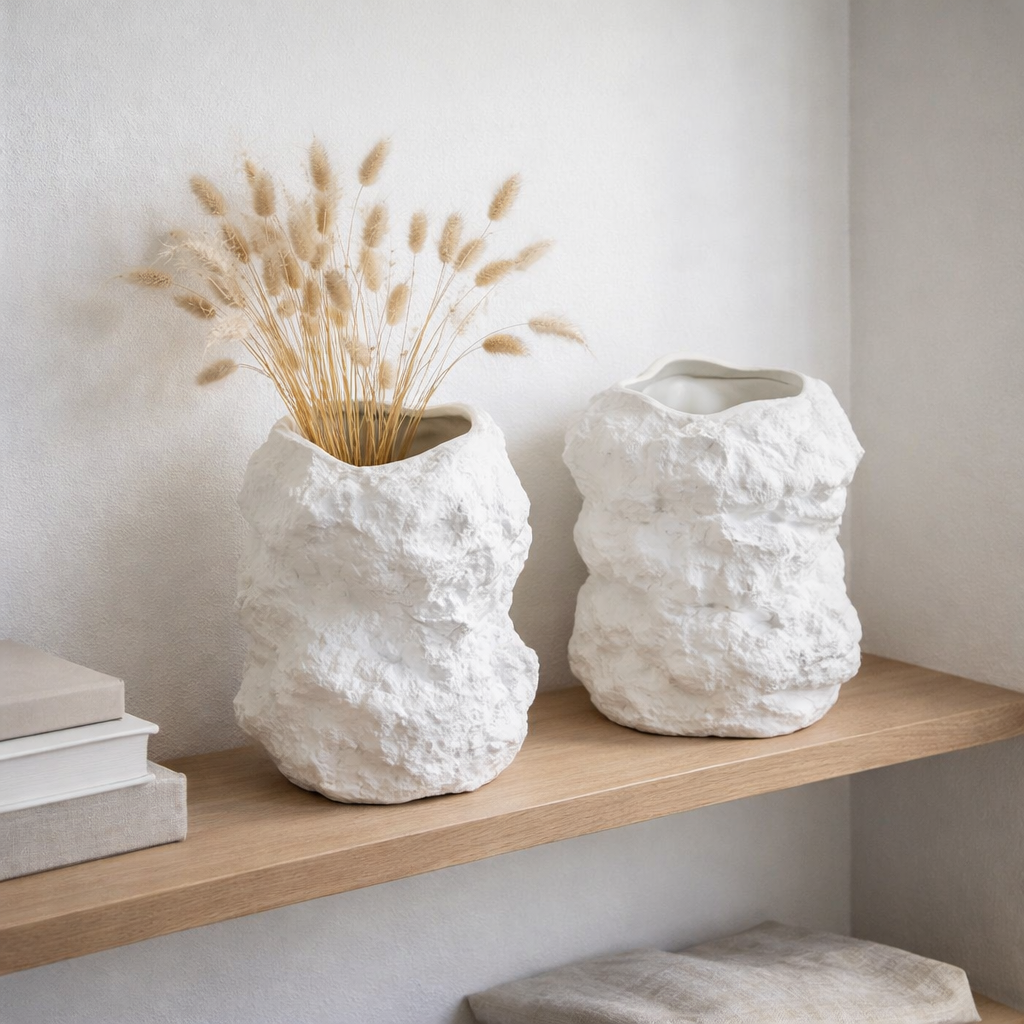 Vase en céramique w. look rock, design naturel tendance. CHU32WH en situation