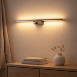 Lampe murale LED Trevor Nickel Matt, lampe murale en métal et en plastique en nickel Matt, avec des LED fermement construites, éclairage mural à l'intérieur de 62 x 10 x 4,5 cm en situation