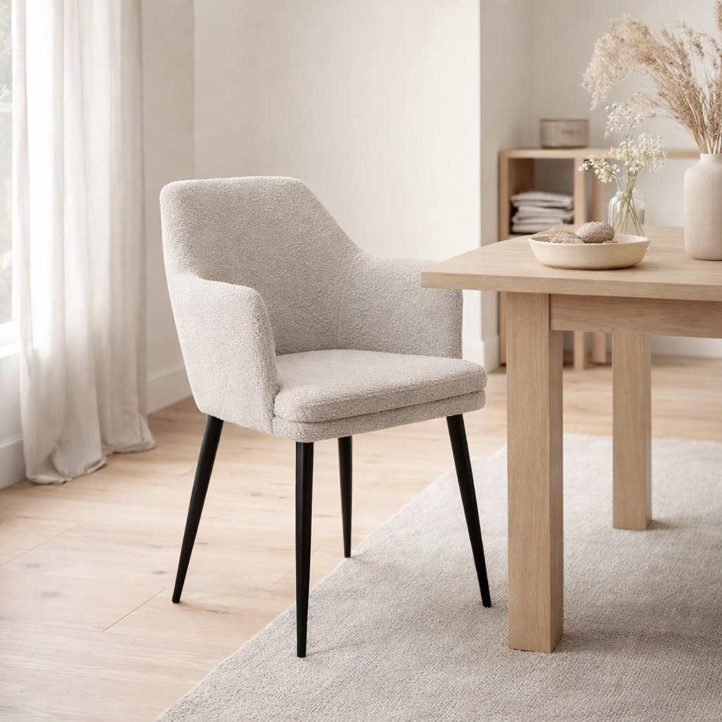 Calvin Armstoel Stof Teddy Natural en situation