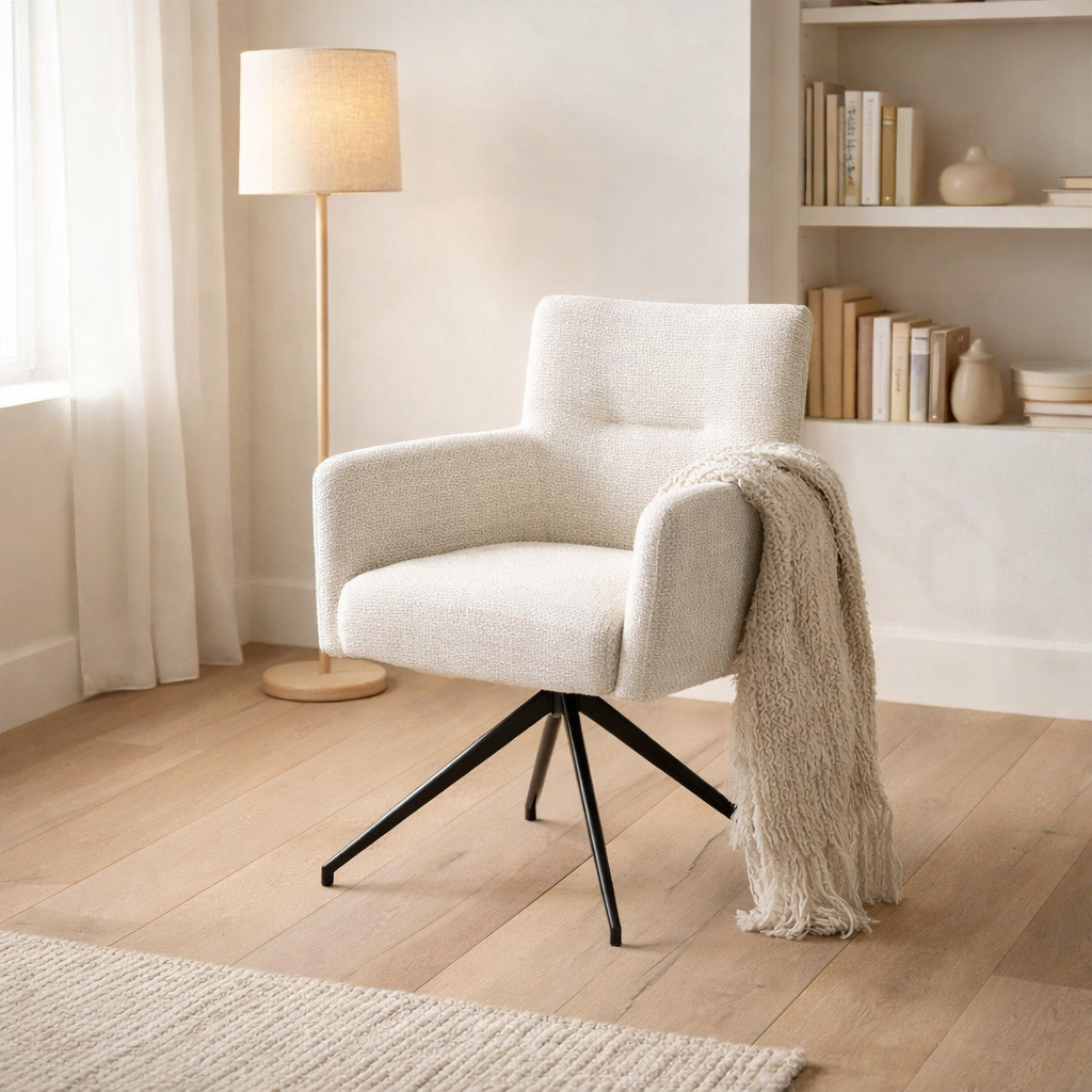 Joey Armstoel Stof Retro Bliss Natural en situation