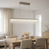 Les diamants pendentifs à LED, le pendentif, le métal et le verre en cristal, le chrome, avec des LED fermement construites, pour la salle à manger, le salon, le couloir ou le bureau, 120 cm de long en situation