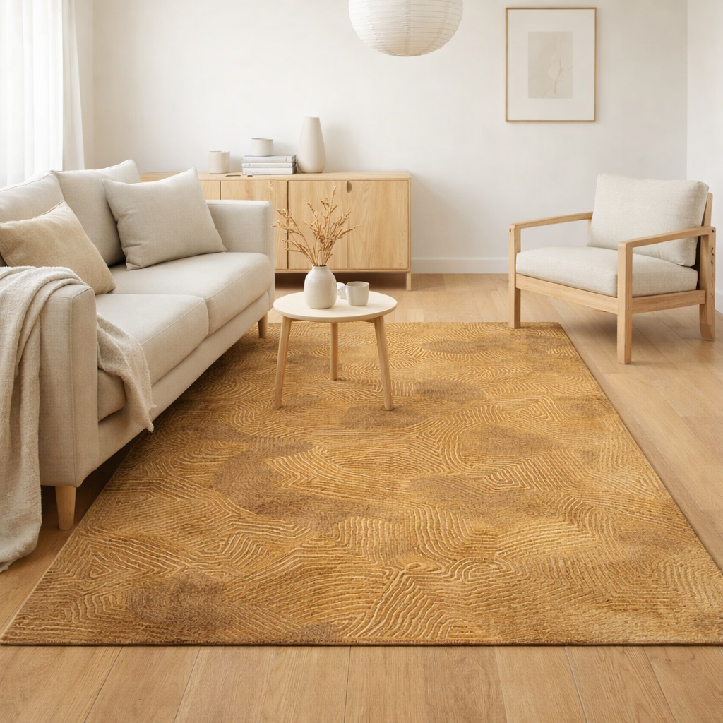 Eco Rug - Jelly Gold - Tapis marron et or en situation