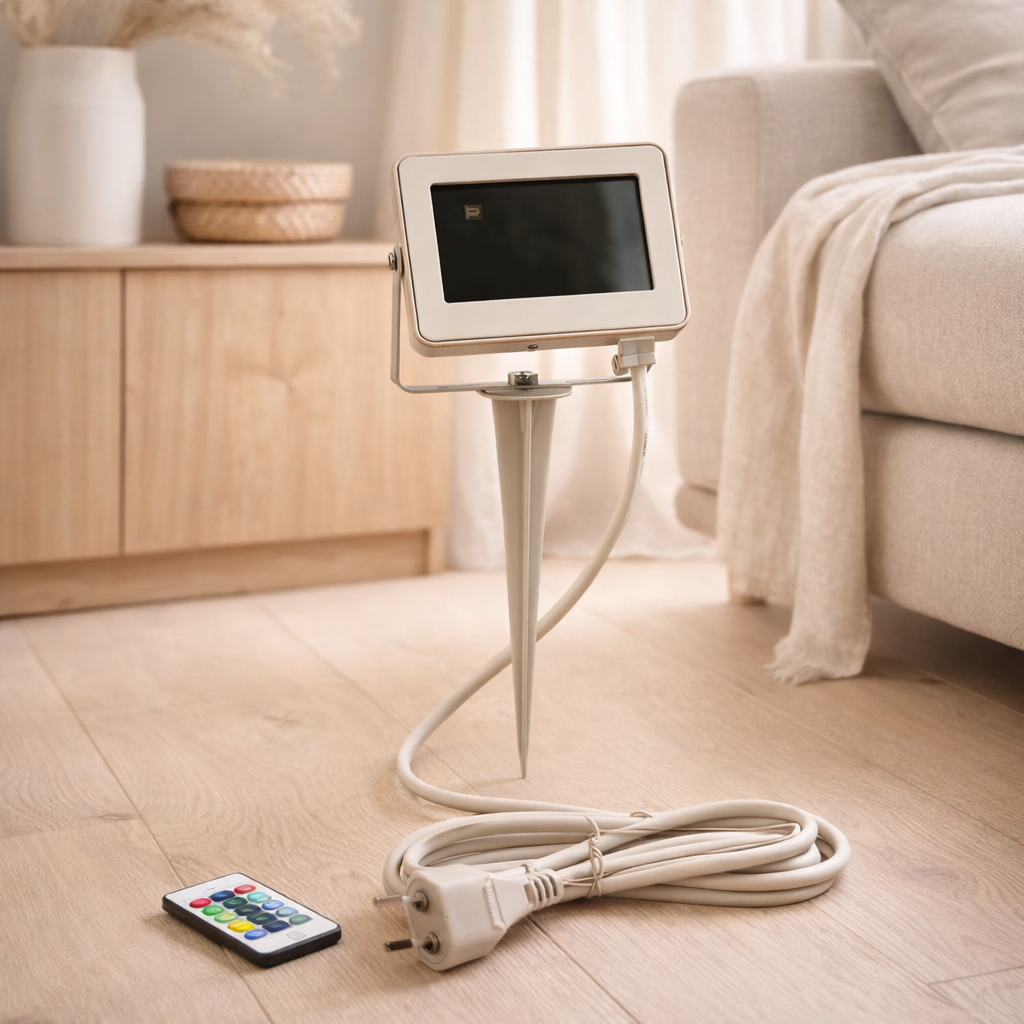 Spot Extérieur LED RGBW + Télécommande en situation