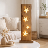 LED WOOD-DECOLUM Lune / étoiles de 60 cm de haut de Noël de haut en bois avec des LED fermement intégrées en situation
