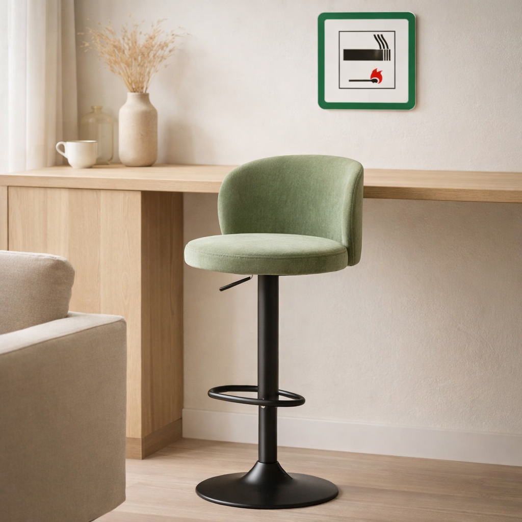 Tabouret de bar à bobby - tissu ukfr anthracite souple en situation