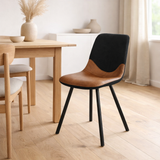 Chaise bari tissu noir cognac vintage en situation