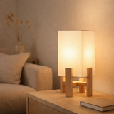 Lampe cordiale Madita 25 cm de haut, en blanc / nature, avec LED intégrée, dimmable avec capteur tactile en situation