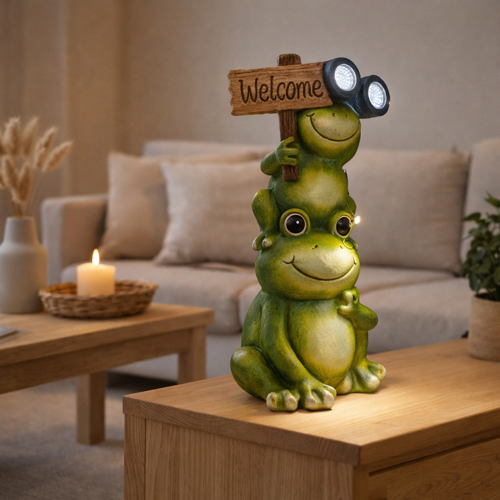 LED SOLAR LEIL grenouille pour la terrasse et le jardin, en plastique vert avec des LED fermement construites, lampe de décoration pour environ. en situation