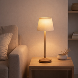 Lampe de batterie solaire Emmi 38 cm de haut, parapluie Ø 13 cm, métal en plastique d'amande et blanc, pour la zone extérieure, cct. en situation