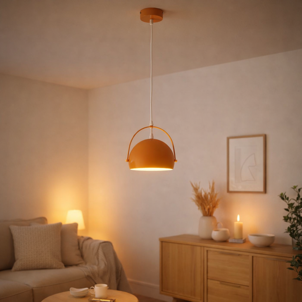 Pendant lampe Colorado Orange Ø Env. 25 cm, métal, socket E27, éclairage pour le salon, salle à manger, chambre pour enfants en situation
