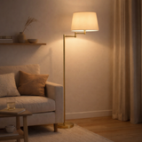 Lampe debout Bologne Hauteur 158 cm en métal en laiton Matt, Beier TextalSpreul, E27 en situation