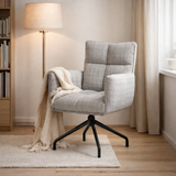 Fauteuil Nova Tissu Cremona %2396 Gris - Structure rotative 360 noir P14 en situation
