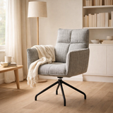 Fauteuil Nova Tissu Cremona %2396 Gris - Structure rotative 360 noir P14 en situation