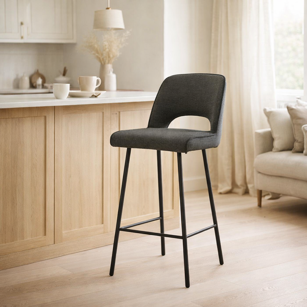 Jody Bar tabouret tissu aragon anthracite en situation