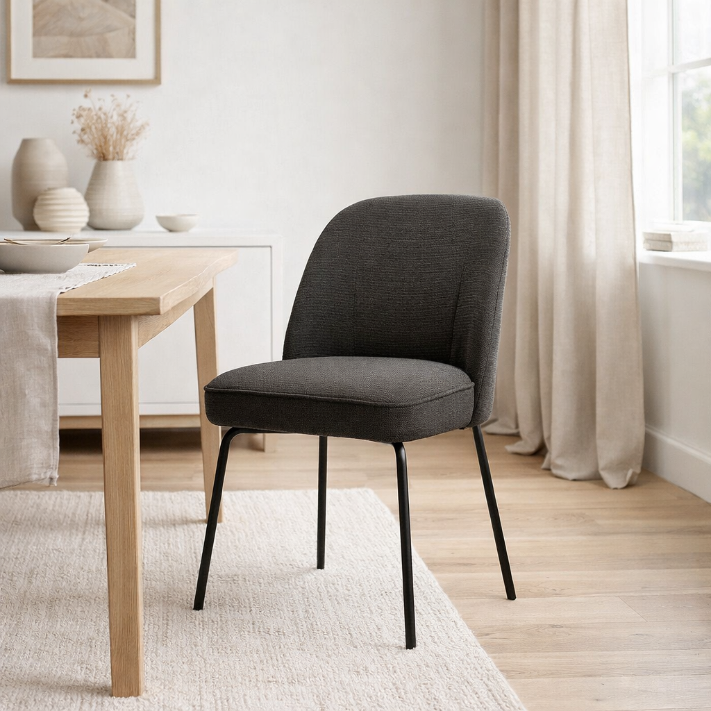 Tissu de chaise luxor aragon anthracite en situation