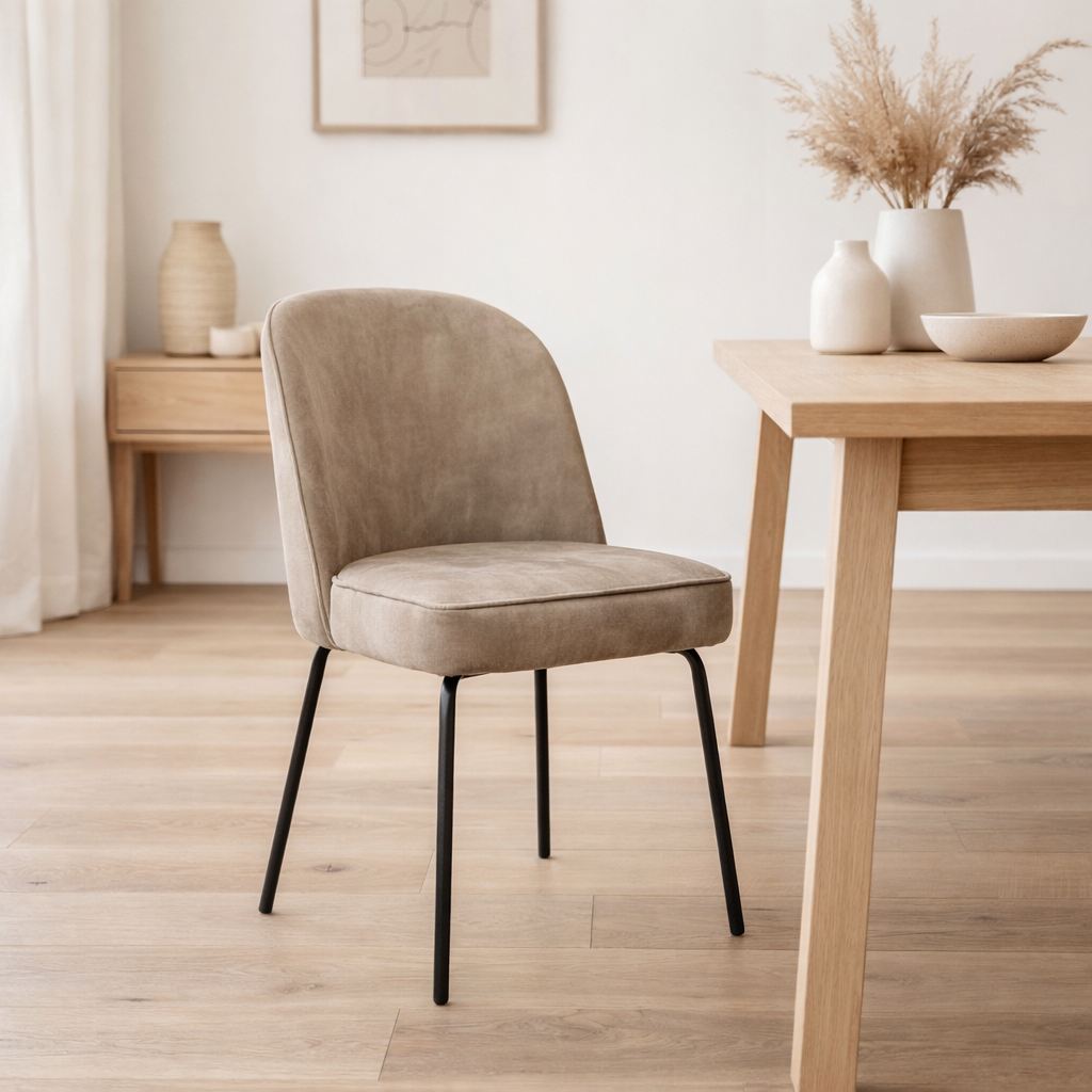 Chaise Luxor Tissu Aurora Liver-Mole en situation