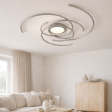 Plafond LED Radon en nickel en satin en métal et en plastique, avec des LED fermement intégrées Ø 57 cm en situation