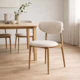 Chaise Dalton Tissu Vibe %2306 Crème - Structure métal Chêne Naturel en situation