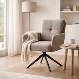 Fred Armchair - Fabric Retro Bliss% 2318 -TAUPE - Turning Put 180 Black en situation