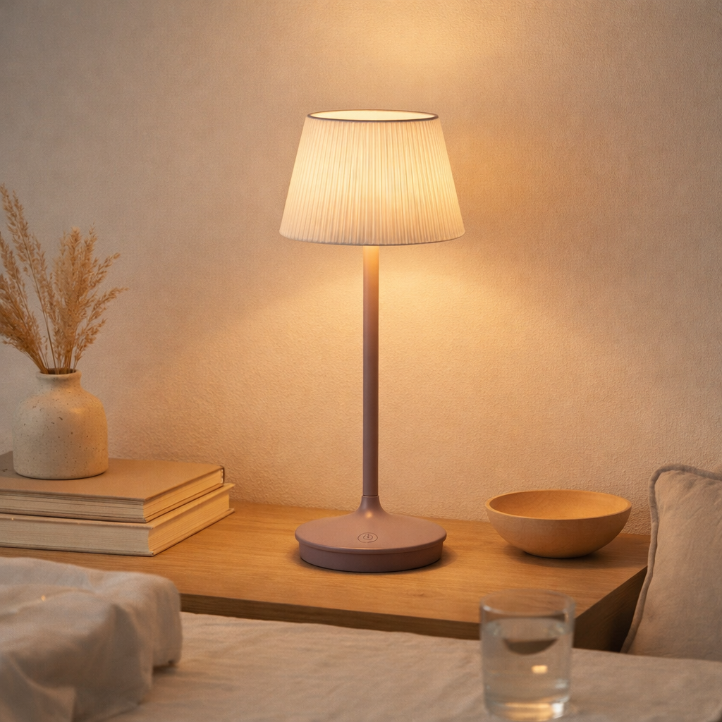 Lampe de batterie solaire Emmi 38 cm de haut, parapluie Ø 13 cm, métal en mûre et plastique blanc, pour la zone extérieure, cct. en situation
