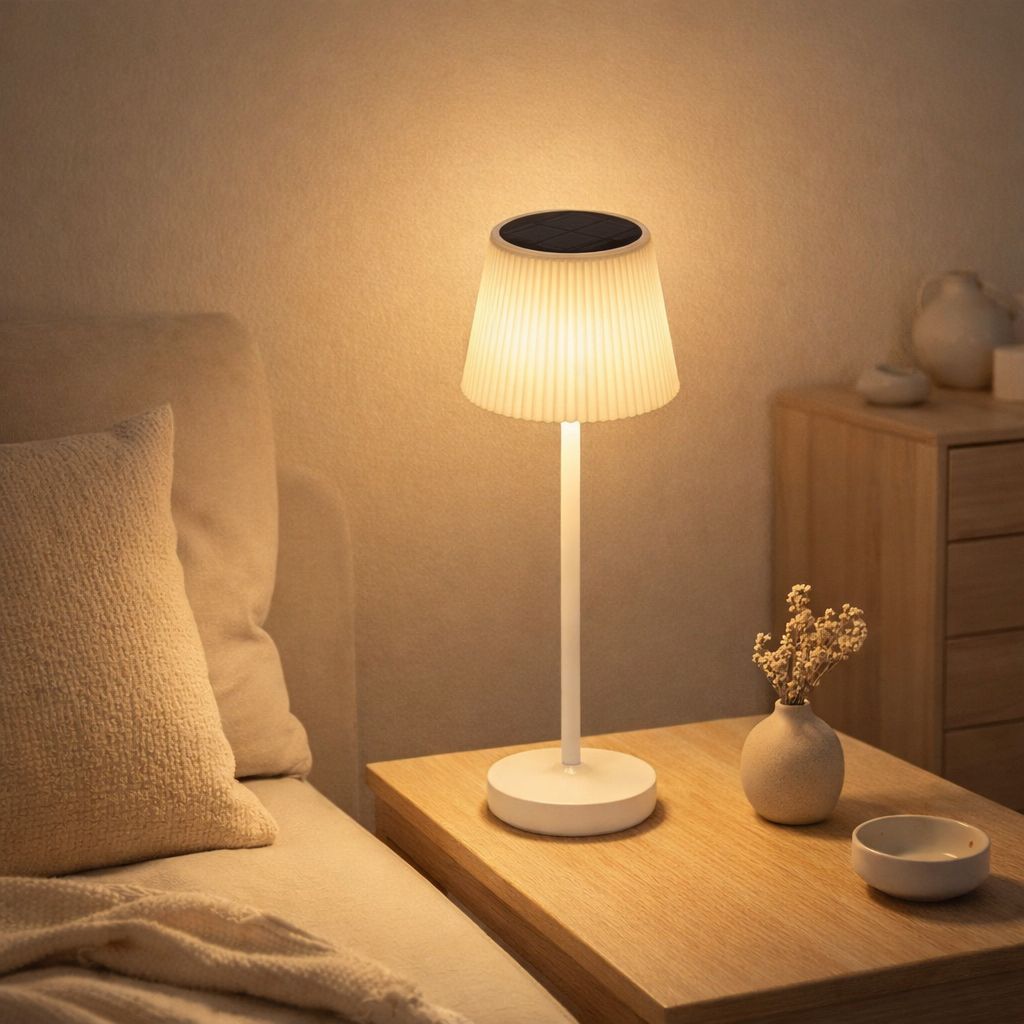 LED Emmi pour l'extérieur et à l'intérieur, lampe de table en métal et en plastique, avec des LED fermement construites, lampe à table à LED pour le balcon, la terrasse, le jardin, le salon, le jardin d'hiver, environ. en situation