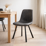 Chaise bari tissu noir vintage taupe en situation