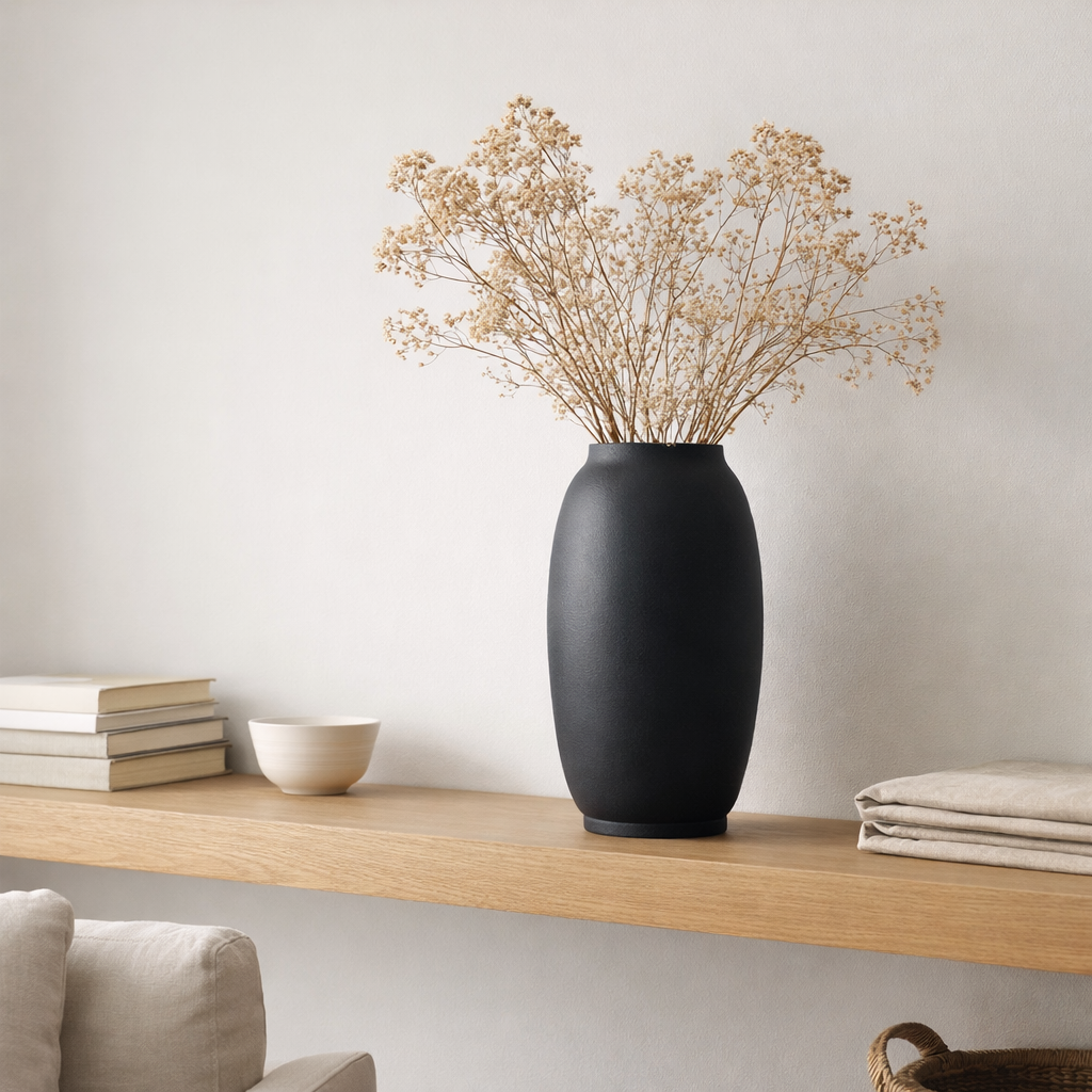 Vase en nano-ciment moderne, design innovant. RUD30BK en situation