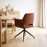 Chaise de bras katy m4 - poussière aurore velours cuivre - tourner le pied en situation