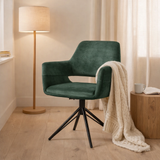 Katy Armchair - Aurora Velours Hunter UKfr, tournant le pied en situation