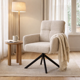 Fred Armchair - Fabric Retro Bliss% 2303 -Naturel - Turning Put 180 Black en situation